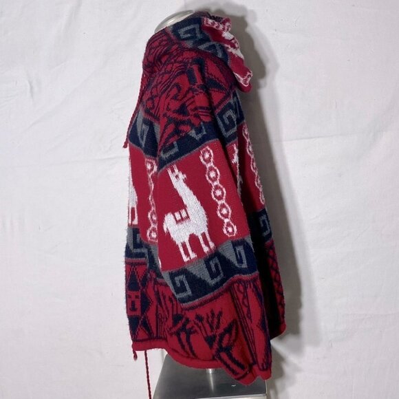 Tejidos Ruminahui Red Alpaca Zip Front Wool Sweater L - Picture 5 of 15